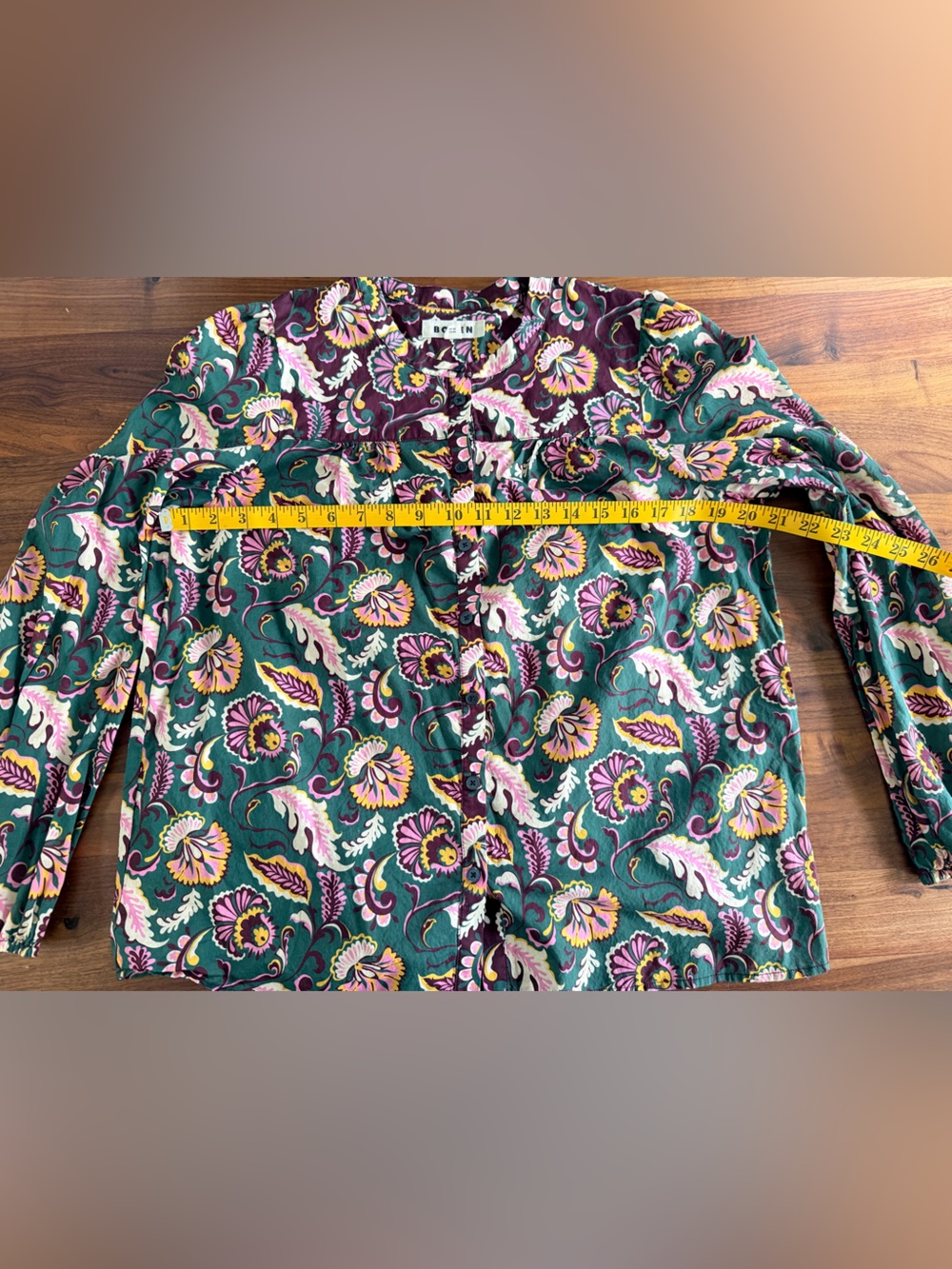 Boden Corrine Cotton Top Ornate Meadow Floral Blouse Dark Green - size 12 - Picture 8 of 9